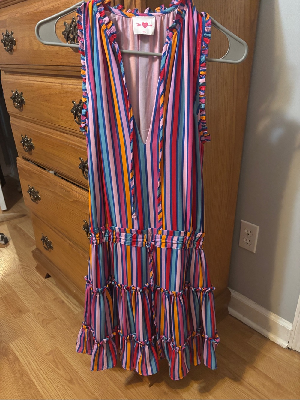 Sleeveless Multicolor Stripe V-Neck Women's Dress Buddy Love